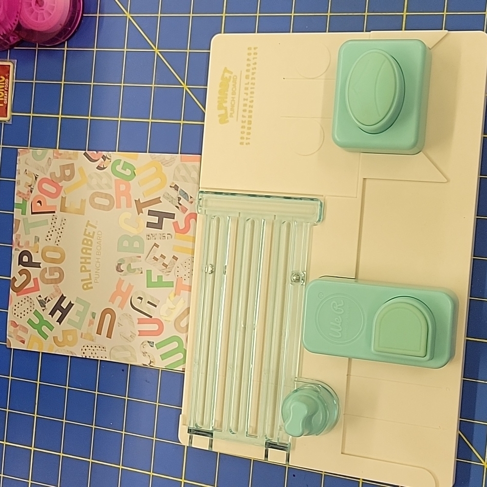 We R Memory Keepers Alphabet Punch Board - Mint and Cream